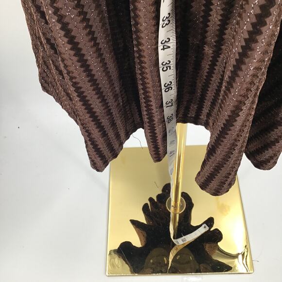 UNIQUE VINTAGE SZ M 6-8 brown zigzag metallic velvet swing retro dress NWT B116 - Picture 4 of 7